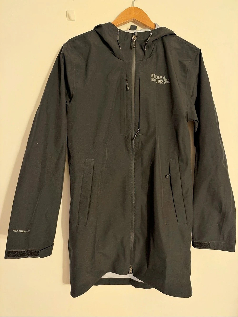 Eddie Bauer WeatherEdge Waterproof Hooded Rain Jacket Black Small